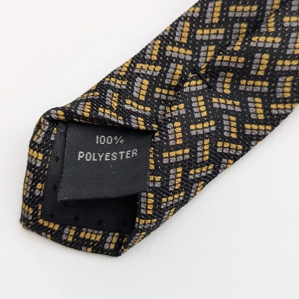 Bialucci Collection Striking Black & Gold Patterned Tie Perfect for Teens